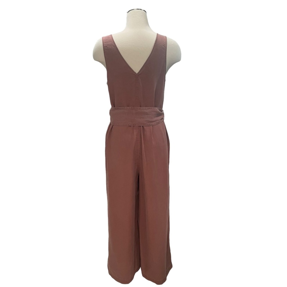 Sleeveless Button-Front Belted Jumpsuit Rose Pink Women's Sz M Casual Chic Comfy - Picture 8 of 10